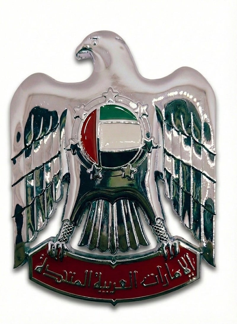 HERIOS UAE Eagle Logo Car Emblem, Silver Colour - Image 1